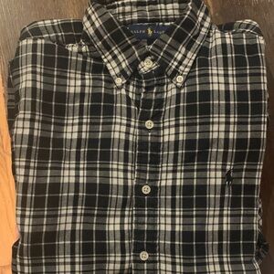 Ralph Lauren Men's Black and White Plaid Shirt
